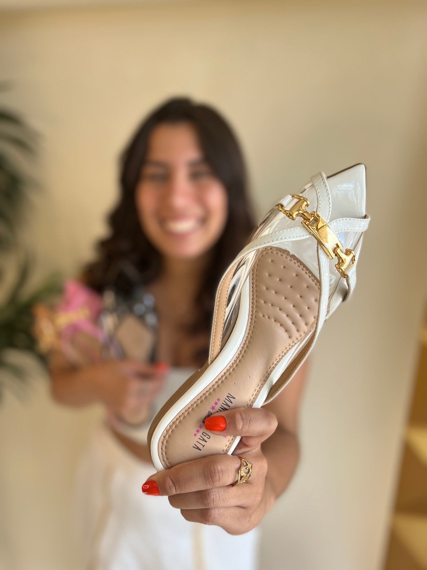 Amelia Mule transparent with Gold Accents